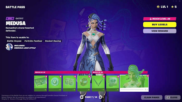 Fortnite Chapter 5 Season 2 Medusa Skin Battle Pass Page 7